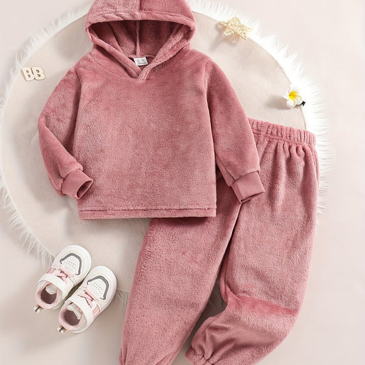 Girl's Fleece Loungewear Set Long Sleeve Hoodie Top & Pants