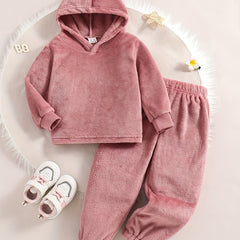Girl's Fleece Loungewear Set Long Sleeve Hoodie Top & Pants