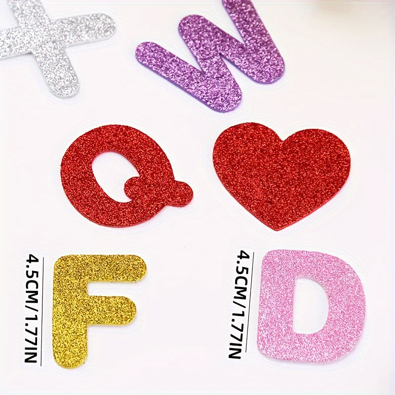 Colorful Glitter A Letter Stickers Foam Self-adhesive Patches English Stickers
