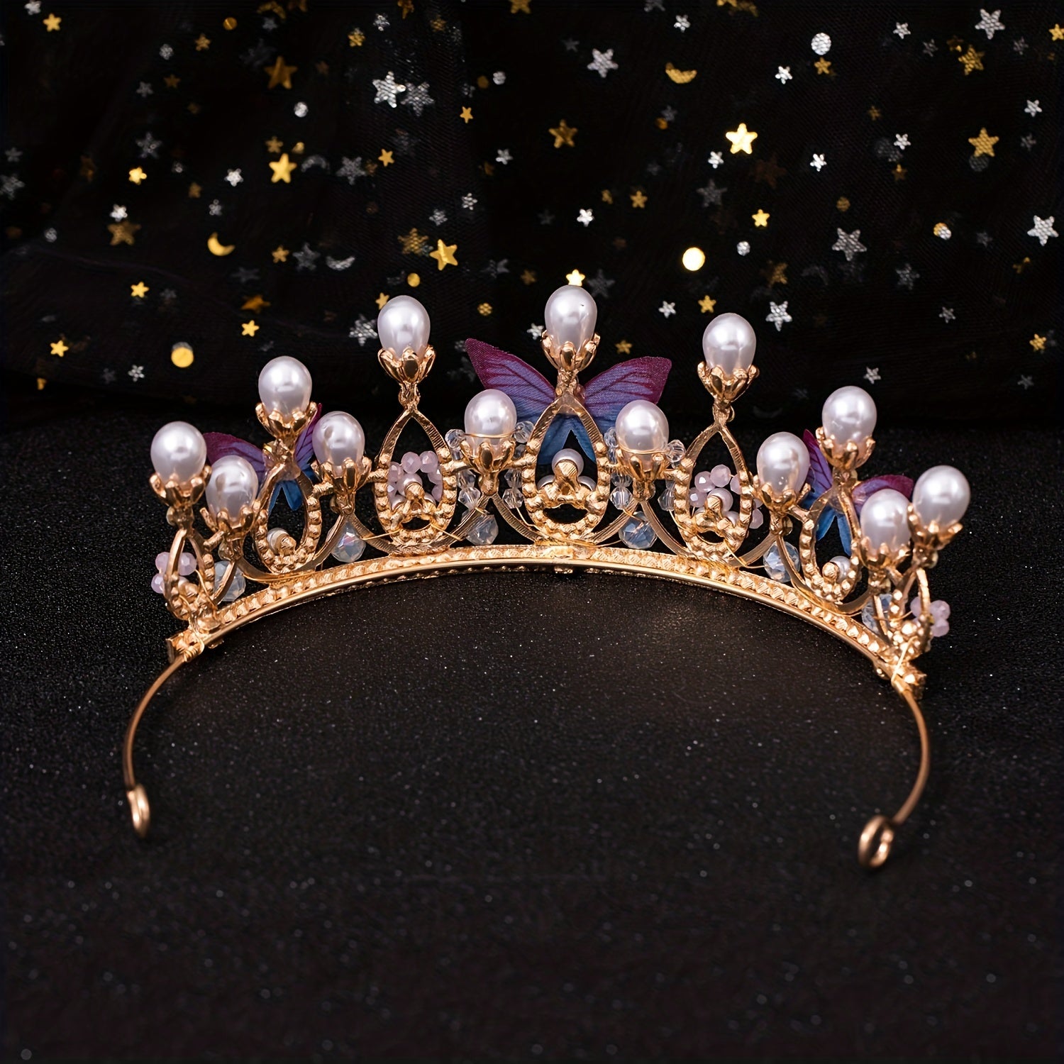 Butterfly Pearl Crown Headband Princess Costume Hair Accessories