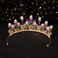 Butterfly Pearl Crown Headband Princess Costume Hair Accessories