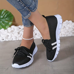 Women's Colorblock Knit Sneakers Low Round Toe Lightweight Sporty Shoes