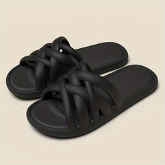 Women's Cross Decor Slippers Open Toe Non slip Comfy Indoor Slides