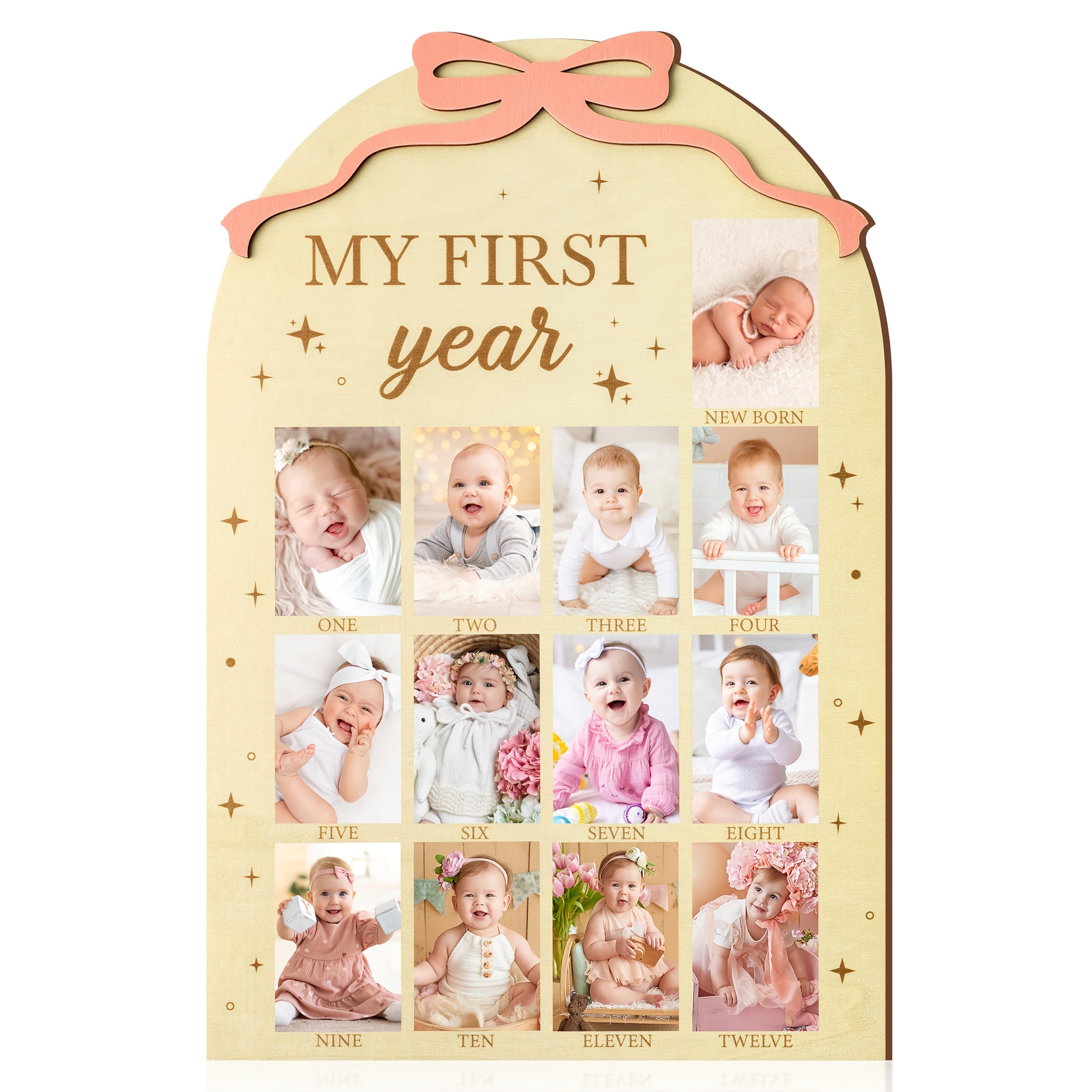 One Year Old Birthday Gift Set - Photo Frame Decoration & Wooden Board for Mont