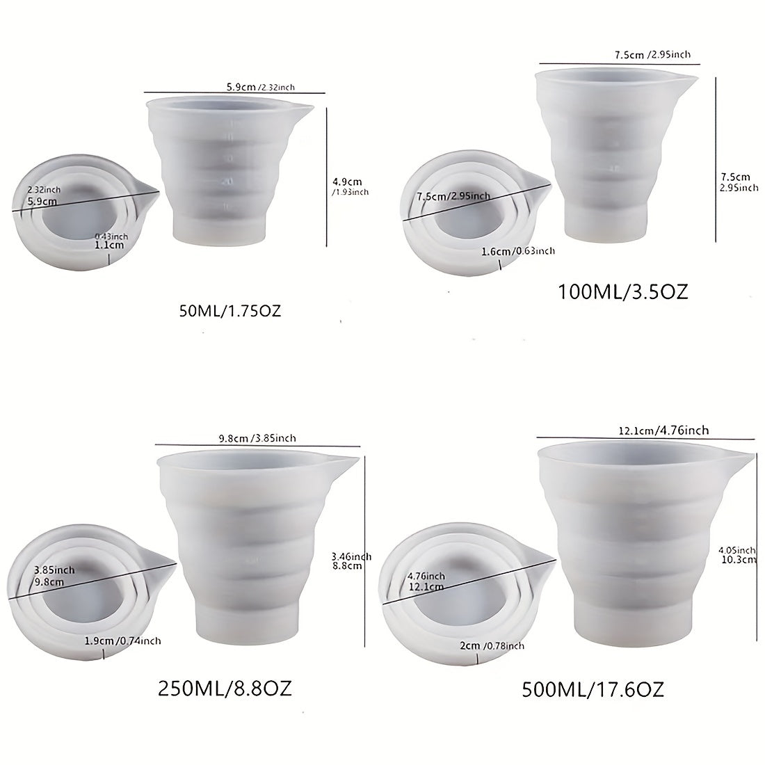 Folding Silicone Measuring Cup Resin Cup Dispenser Reusable Silicone Mixing