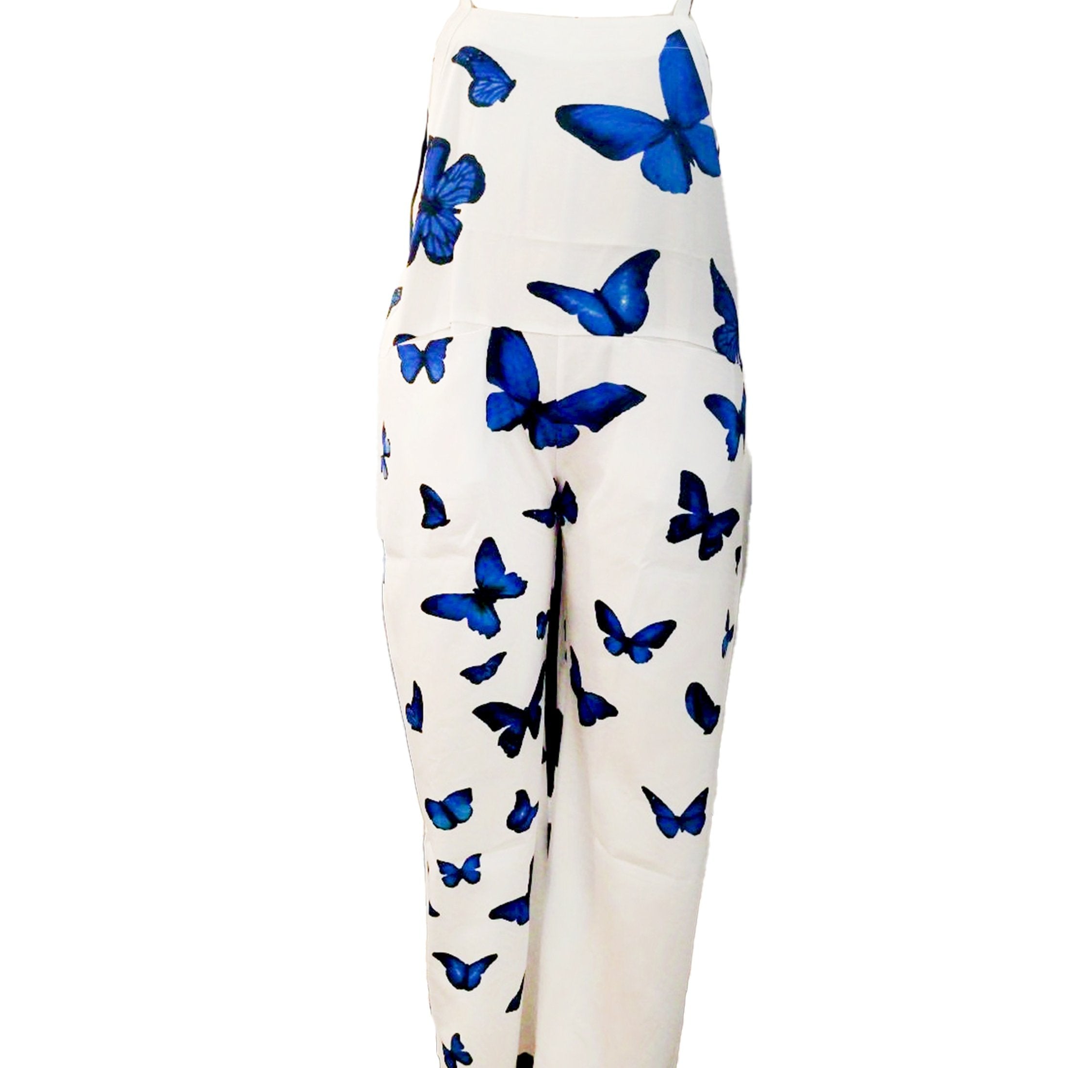Retro Butterfly Print Wide Leg Jumpsuit