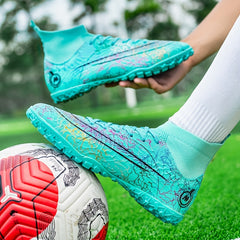 Colorful Anti Slip Turf Spikes Soccer Shoes Lightweight Cleats