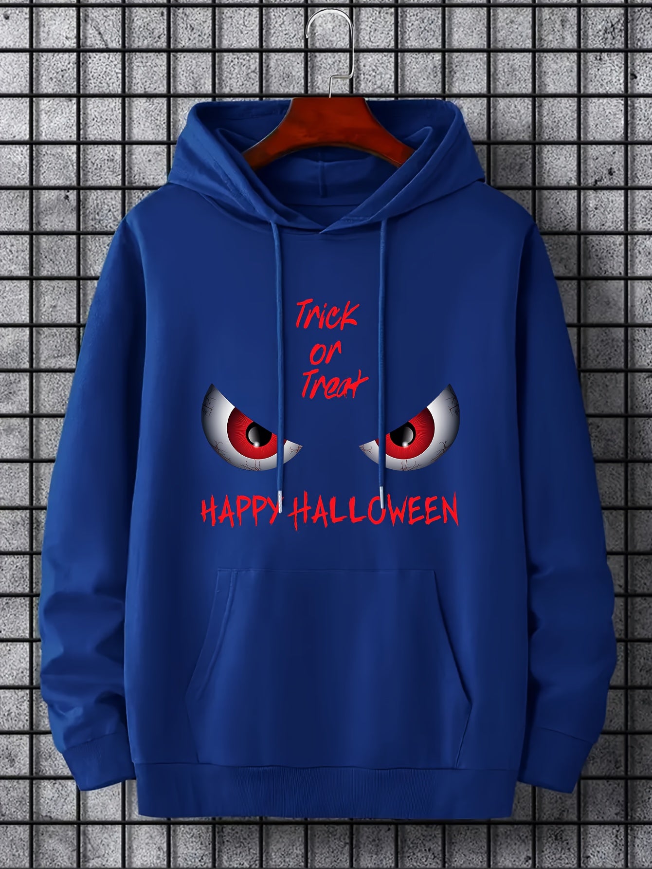 Men's Trick Or Treat Print Hoodie Active Drawstring Sweatshirt