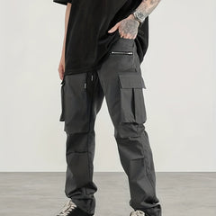 Men's Cargo Pants Regular Pocket Waist Drawstring Work Pants