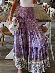 Floral Print Elastic High Rise Smock Skirt M