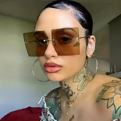 Square Rimless Sunglasses Gradient UV400 Sun Shades