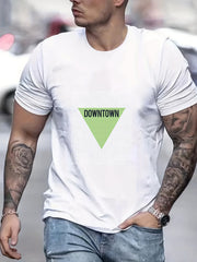 Retro Letter Print Men's Graphic Crew Neck Active T Shirt