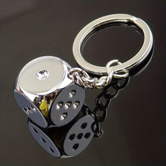 Metal 3D Dice Keychain Bar Game Pendant Travel Party Gift