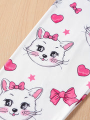 Girls' Kitty Full Print Casual Pants Leggings For Outwear Ankle Length Kids