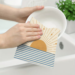 2pcs Sun Celestial Pattern Dish Cloth Hand Towels Soft Absorbent