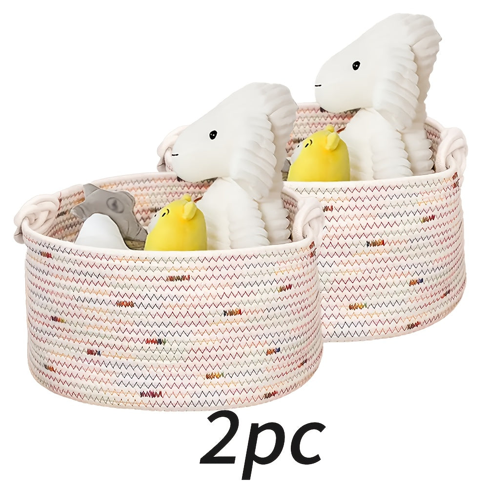 2pcs Woven Storage Baskets 29x17 Collapsible Organizer for Bedroom Bathroom