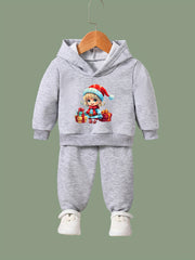 OERYUI Girls Boys 2pcs Christmas Print Hoodies Pants Set