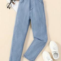 Girls Denim Jeans with Pockets Kids Spring Fall Clothing