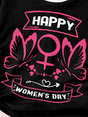 Happy Women's Graphic Tee Girls Pullover Summer Top