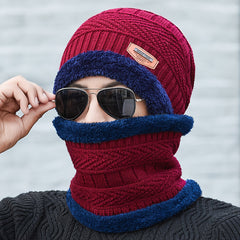 Winter Hat Scarf Set Plush Thickened Wool Knit Hat Beanie Ear Protection