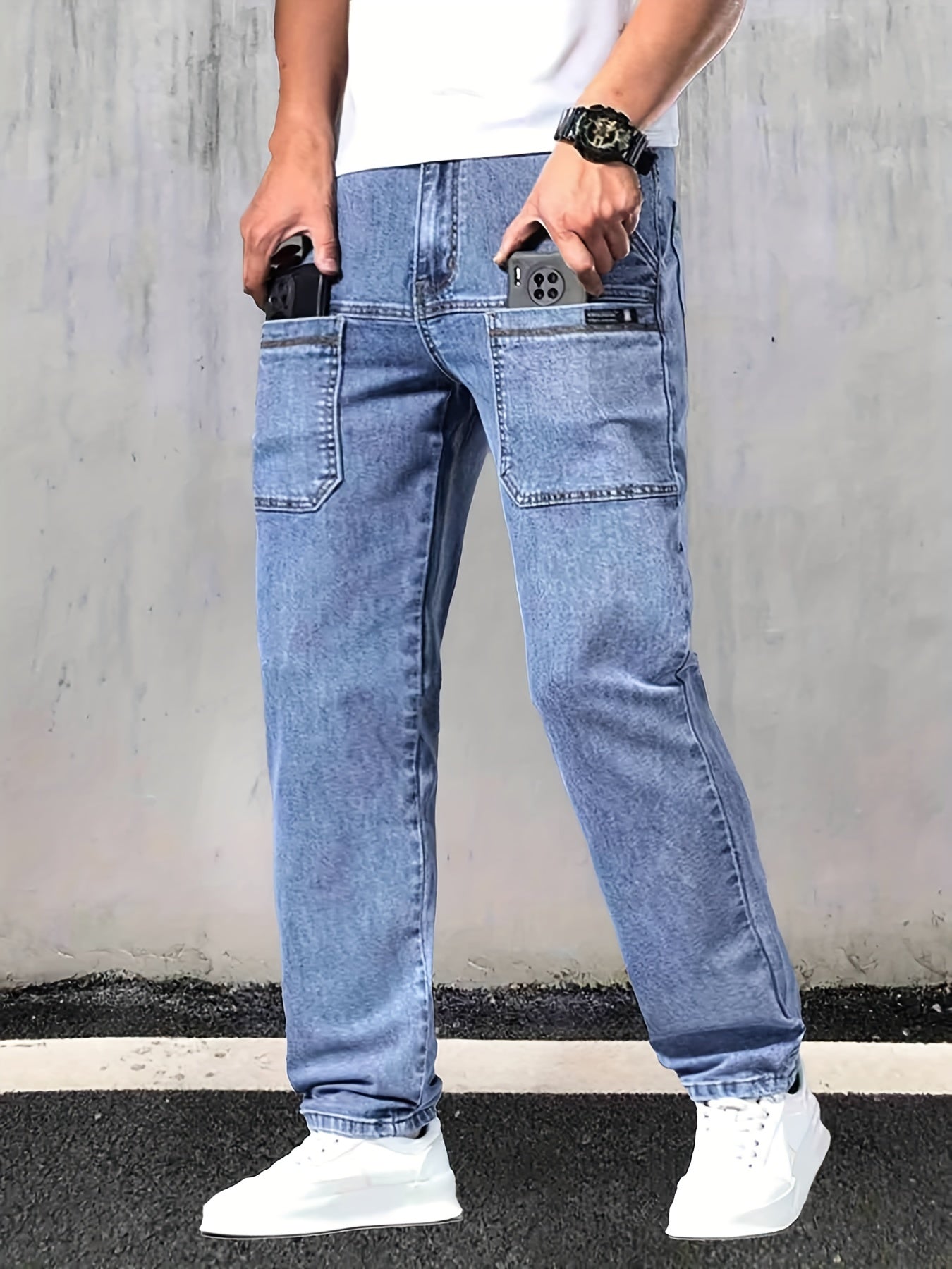 Men's Straight Leg Jeans Casual Street Style Denim Pants