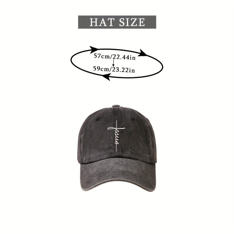 Faith Cross Print Baseball Cap Distressed Dad Hat Lightweight