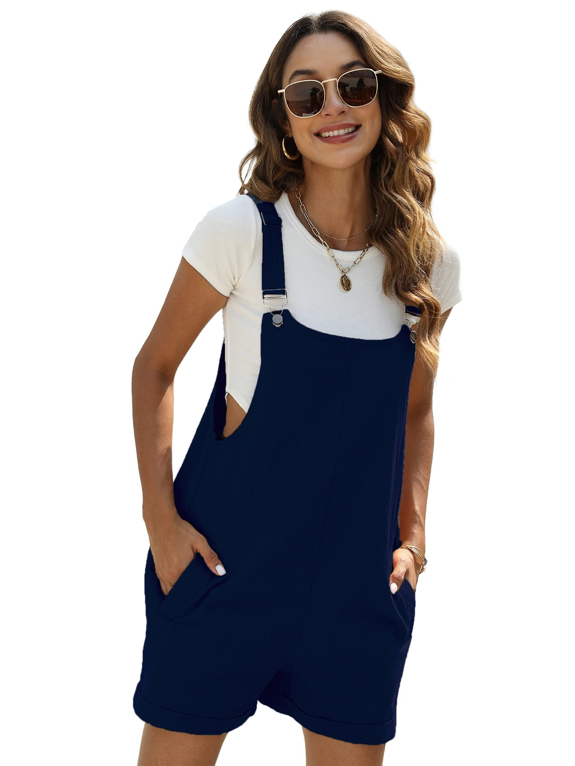 Solid Cami Jumpsuit Sleeveless Comfy Short Length Jumpsuit With Pockets