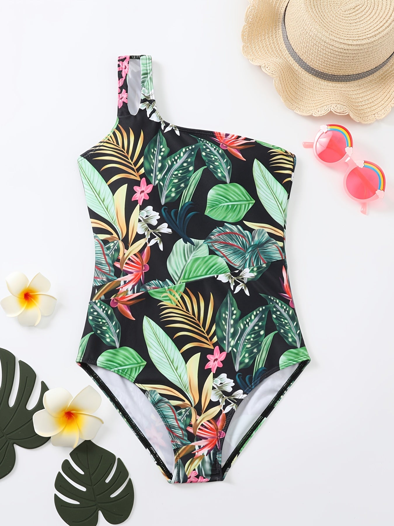 Kids' Flower Print Swimsuit Quick Drying Swimwear for Pool