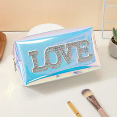 LOVE Letters Makeup Bag Y2k Style PVC Waterproof Cosmetic Pouch