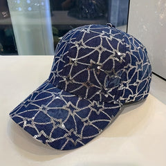 Denim Sequins Sunshade Baseball Cap