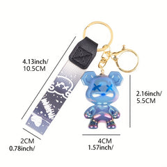 Resin Gradient Bear Keychain Key Chain Small Ornament Gift