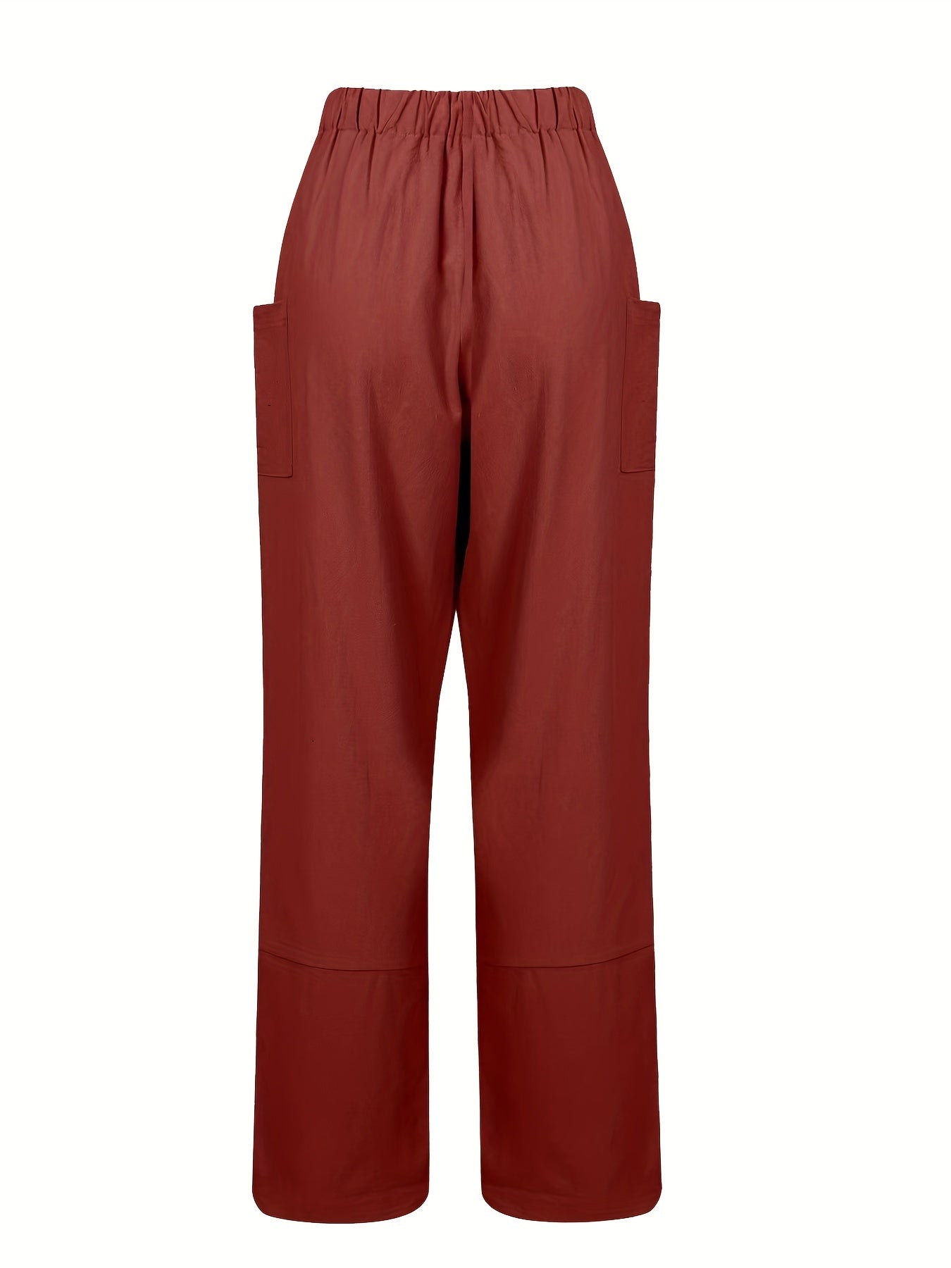 High Waist Patched Pockets Pants Casual Loose Spring Summer Womens