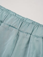 Solid Casual Elastic Waist Wide Leg Summer Shorts With Pockets