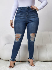 Ripped High Rise Skinny Jeans
