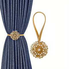 Magnetic Curtain Tiebacks Crystal Flower Drapery Holdbacks