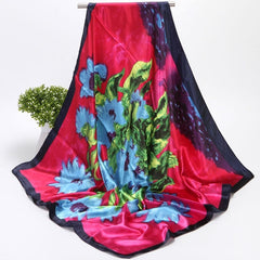 Print Silk Satin Scarf Female Shawls Head Scarf For Ladies