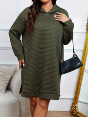 Women's Plus Waffle Pattern Long Sleeve Hooded Dress