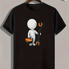 Creative Cartoon Print Men's Graphic T-shirt for Summer
