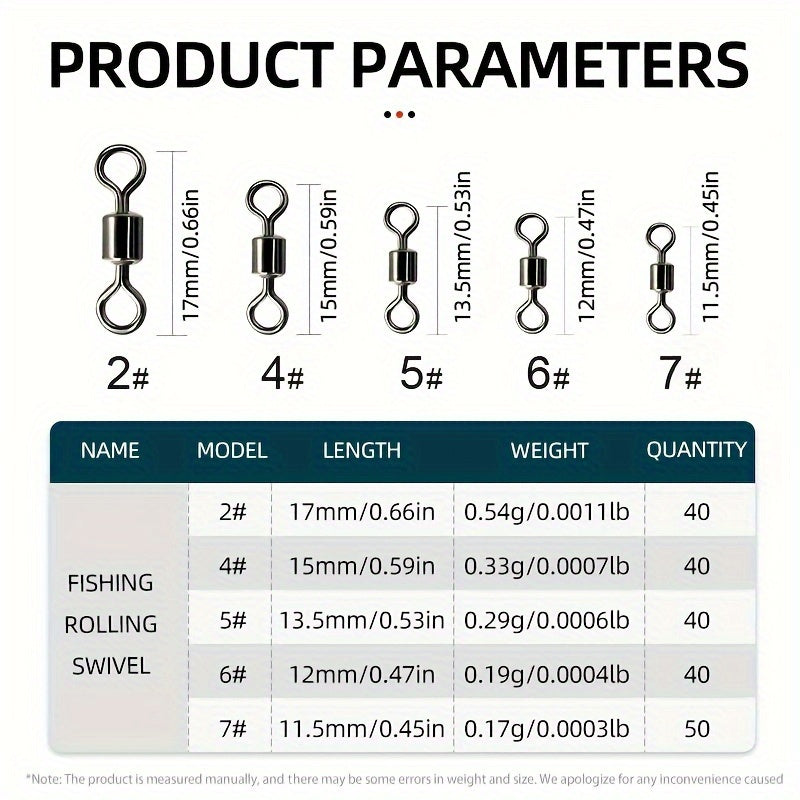 210pcs Fishing Barrel Swivels High Strength Fishing Connectors