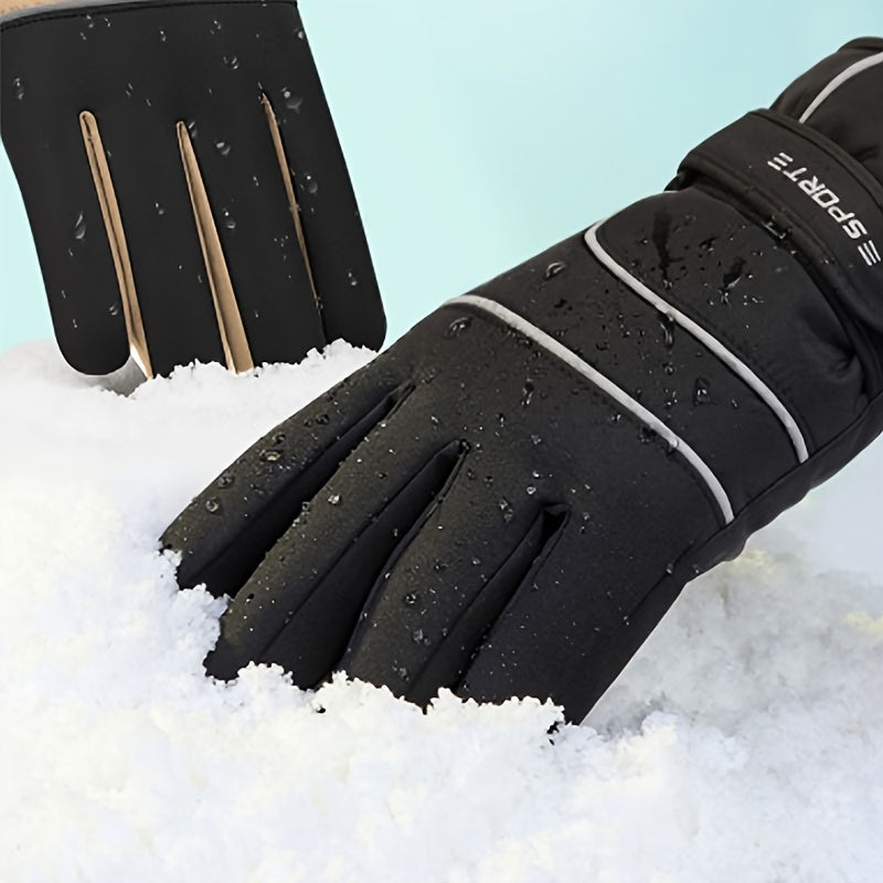 Men's Winter Ski Gloves Fleece Warm Waterproof Windproof Full Finger Gloves