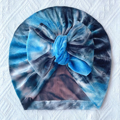 Velvet Bow Tie Dye Baby Hat for Four Seasons