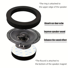2pcs Speaker Gasket Sound Insulation Ring Bass Door Trim Self Adhesive DIY