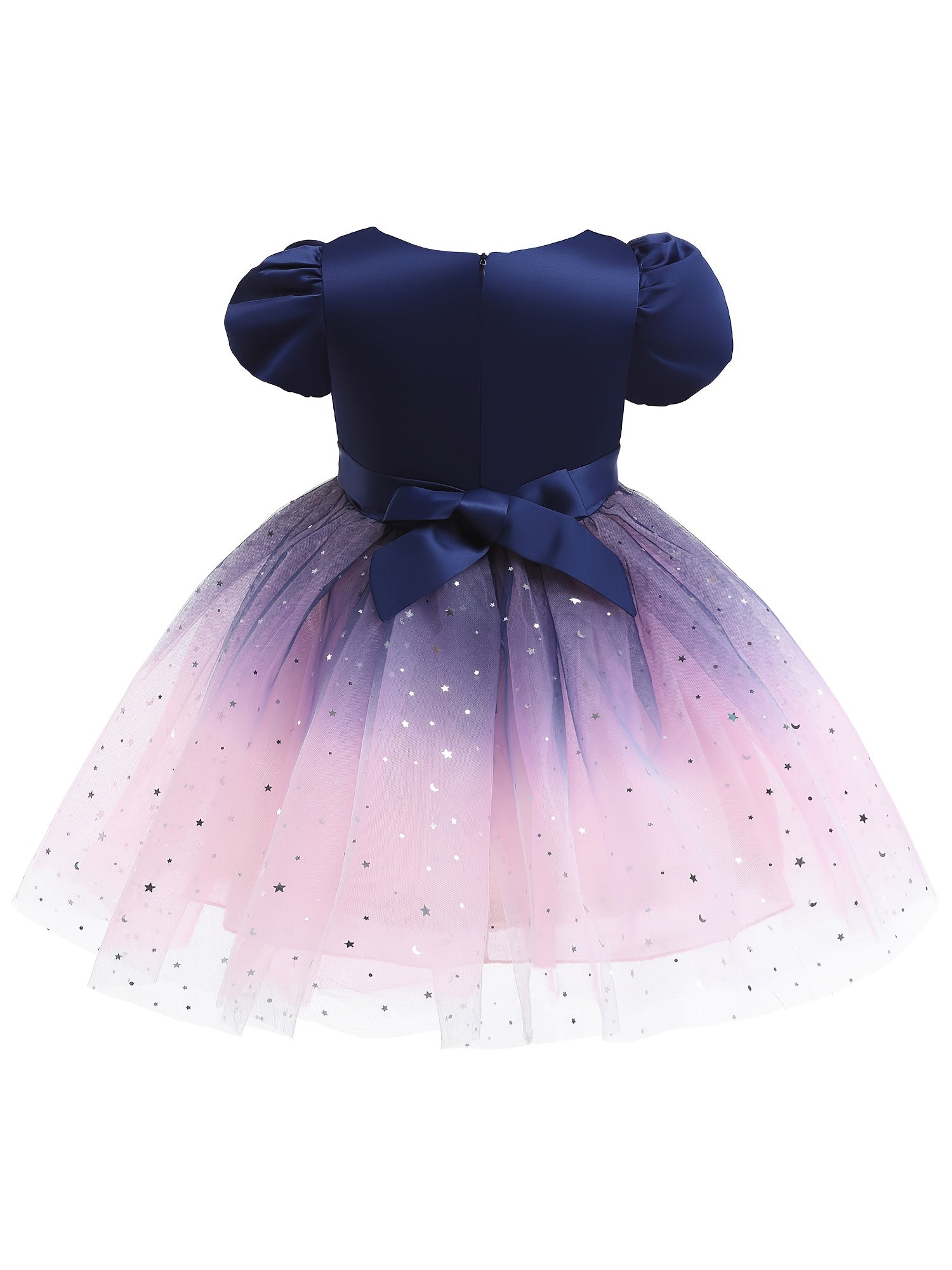 Girls Star Moon Sequin Mesh Princess Dress