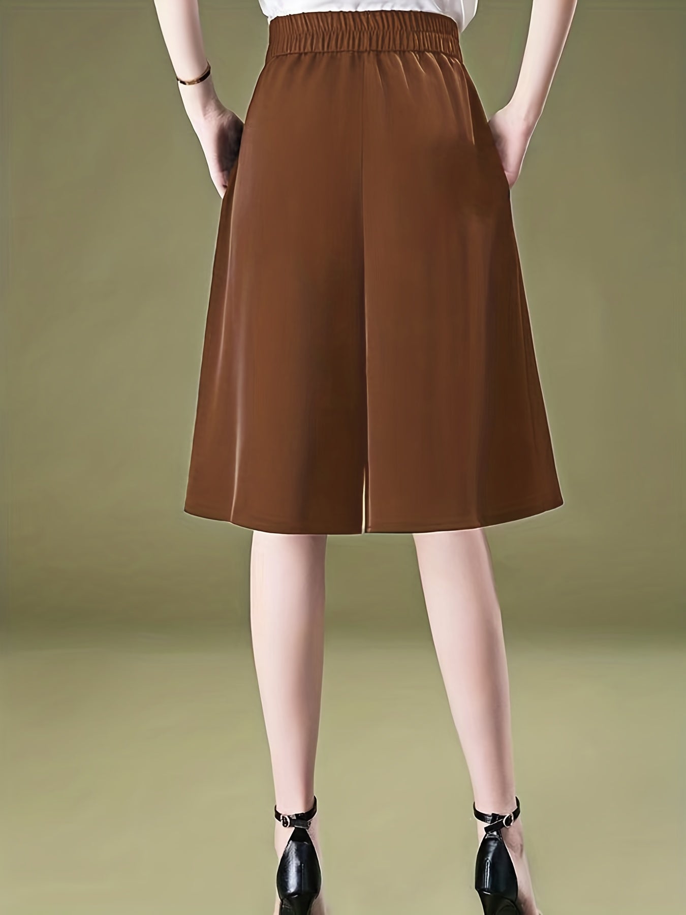 Elastic Waist Bermuda Shorts Casual Wide Leg Shorts