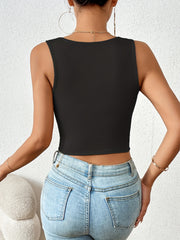 Square Neck Crop Tank Top Solid Casual Top for Summer