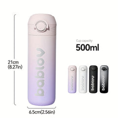 500ml Stainless Steel Insulated Water Cup Flip Top Leakproof