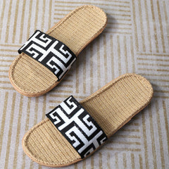 Women's Colorful Knit Strap Sandals Slip On Open Toe Flat Shoes