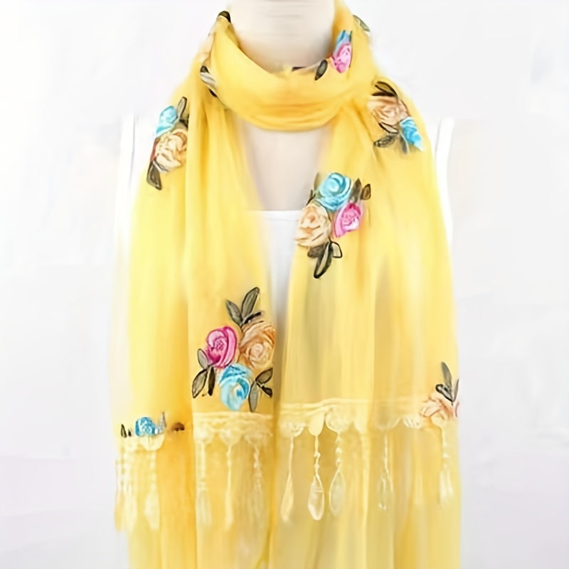 Flower Pattern Scarf Lace Shawl Wrap