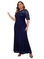 Floral Print Mesh Sleeve Maxi Dress Plus Size