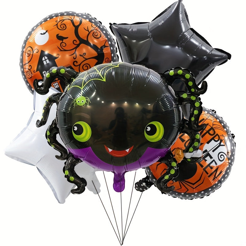 5pcs Halloween Aluminum Foil Balloons Set Bat Pumpkin Mummy Cat Suit Balloons